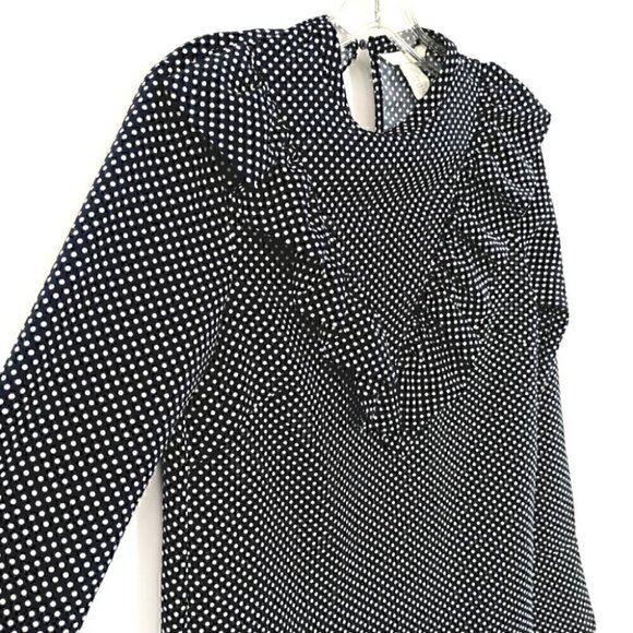 H&M Women's 2 B&W Polka Dot Ruffled B&W Top - Picture 3 of 11
